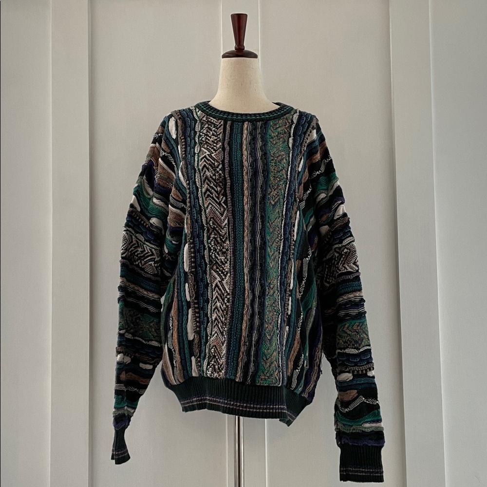 BRANDINI 90s Vintage Cotton Blend 3D Textured Knit Crewneck Sweater Size XL